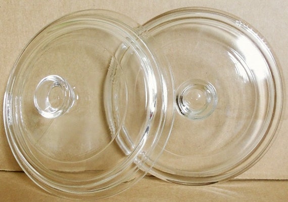 2 Pyrex Clear Glass Lids P81c Vintage Replacement