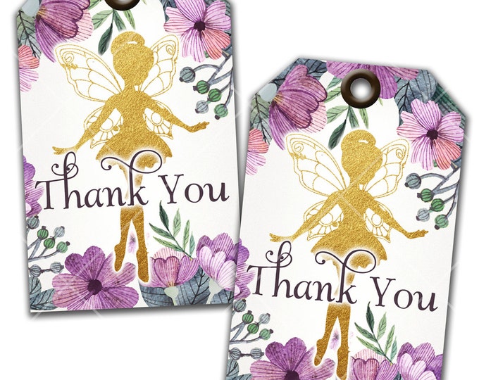 Flower Fairy Thank You Tags - Favor Tags - Gift Tags - Instant Download - Print Your Own