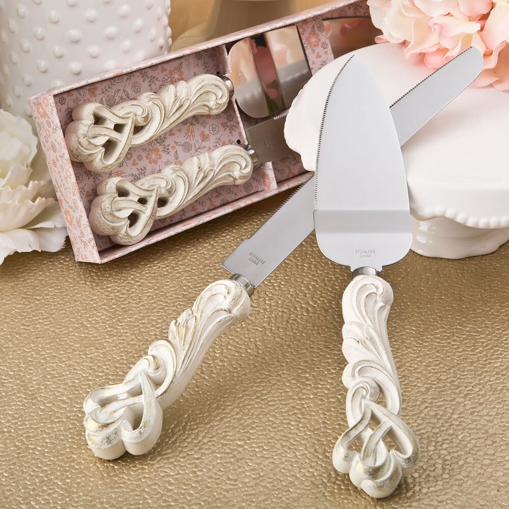 Personalized Vintage Wedding  Cake  Serving  Set  Heart Serving 