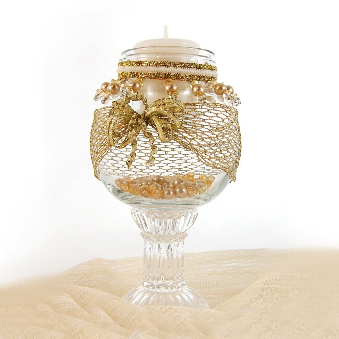 Victorian Style Vase Gold Candle Holder Pedestal Vase