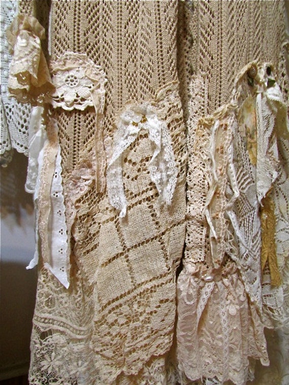 Doily Lace Sweater shabby n chic tattered doilies laces