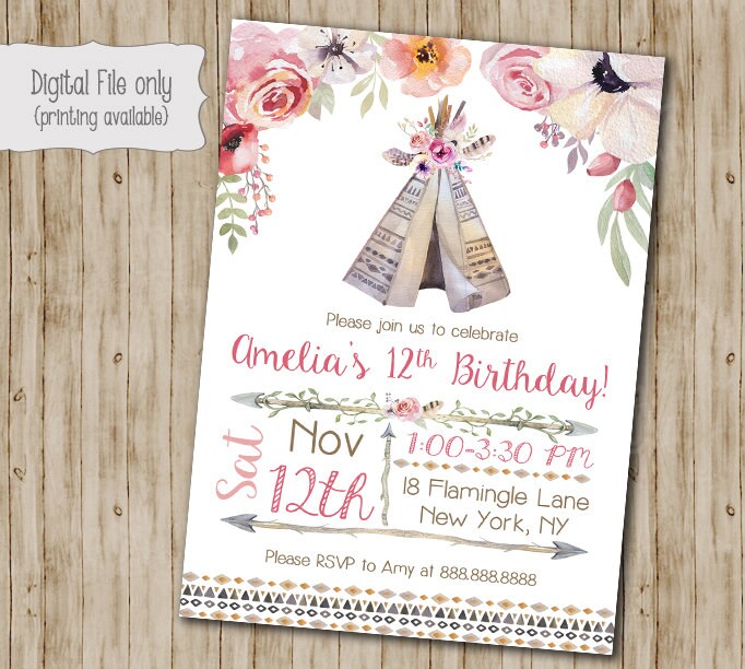 Boho Chic Birthday Invitations 1