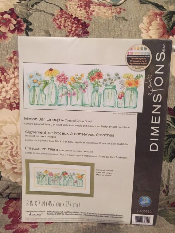 Dimensions Mason Jar Lineup counted cross by addictedtoshabby