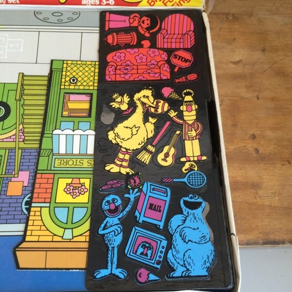 Vintage 1977 Colorforms Sesame Street Boxed Play Set Muppets