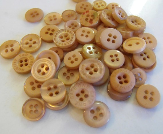Tan Buttons 50 Small Assorted Round Sewing Crafting Bulk