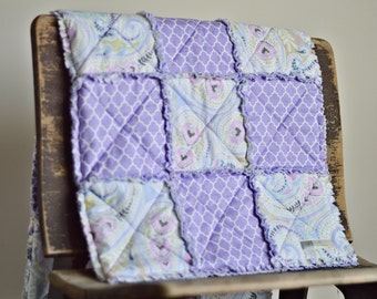 Baby Rag quilt Purple paisley-FREE SHIPPING