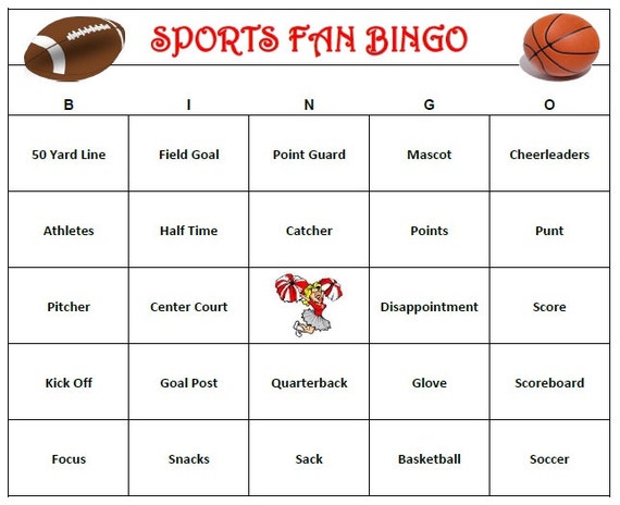 Sports Fan Party Bingo Game 30-120 Cards by BuyMeSomeHappiness