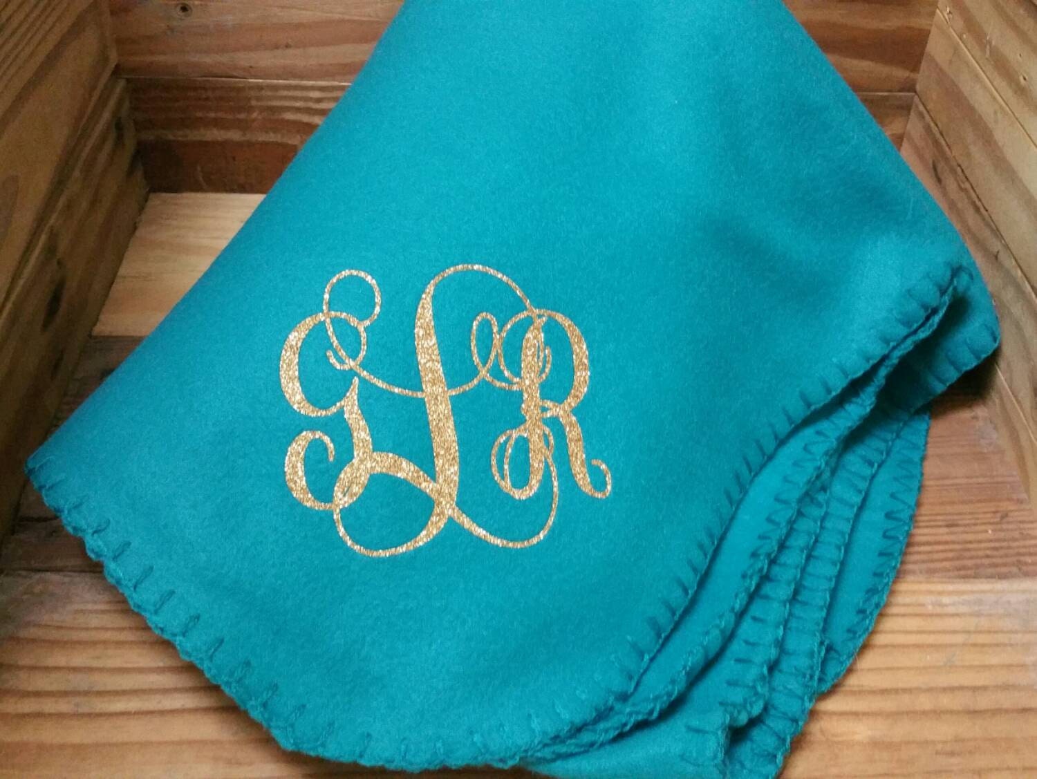 Monogrammed Fleece Throw Blanket/Personalized Blanket/Custom
