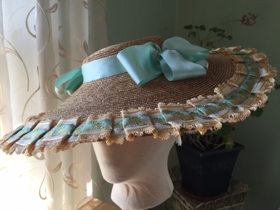 18th Century Womens Straw Hat by TheNeedleworkers on Etsy