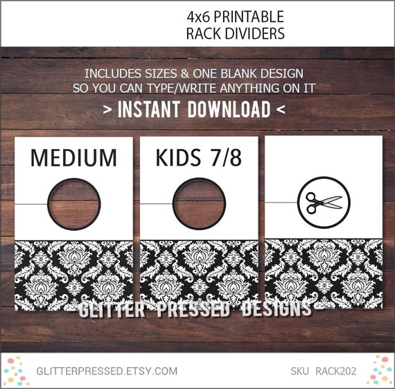 INSTANT DOWNLOAD Printable Clothing Rack Dividers Clothing