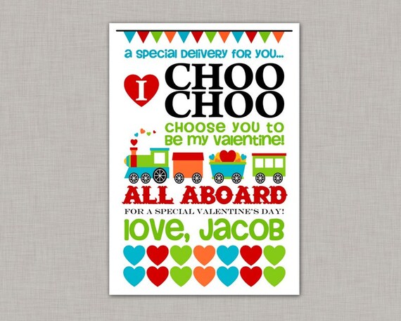Train Valentine Card, Classroom Valentine Card, Valentine's Day, Train Valentine, Kids Valentine Cards, Kids Valentines Il_570xn