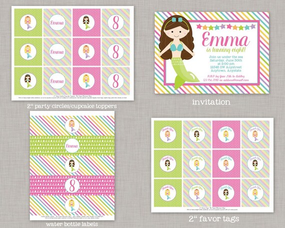 Mermaid Birthday Party, Mermaid Birthday Decorations, Mermaid Birthday, Mermaid Party, Under the Sea Party, Ocean Birthday Party, Printable Il_570xn
