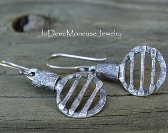 Sterling silver earrings, rustic, reticulated, fused, one of a kind metalsmith jewelry