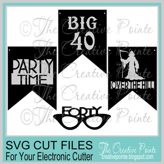 Download 40th Birthday Banners and Photo Prop SVG Cutting Files