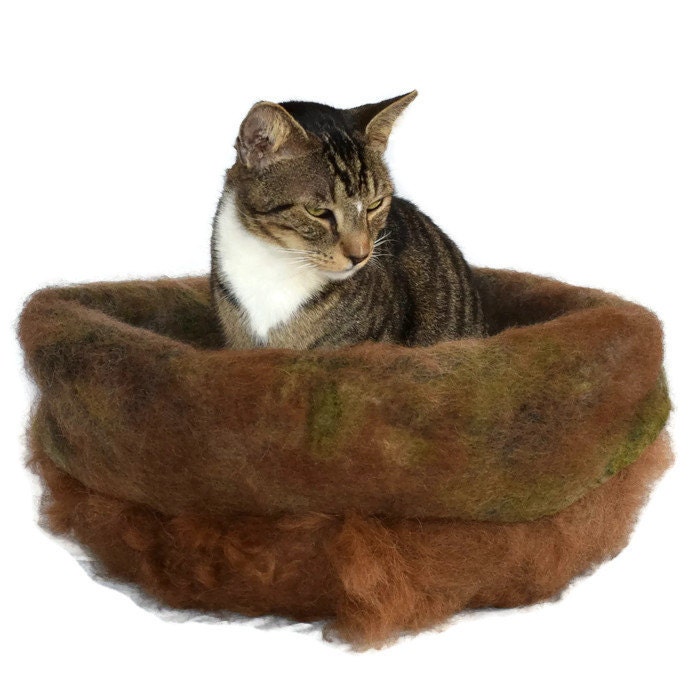 Cat Bed Pet Bed Felted Wool Fleece Cat Kitten Basket