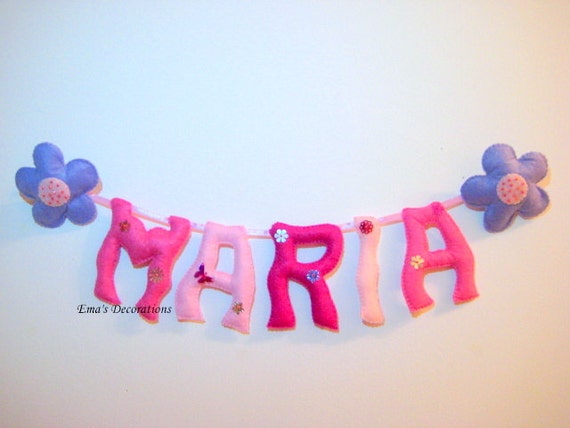 MARIA Name Banner Flower Girl Gift Flower Girl Room Decor