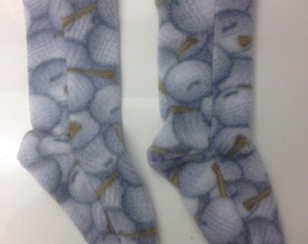 Men's Large Fleece Socks in Golf Balls and Tees Print