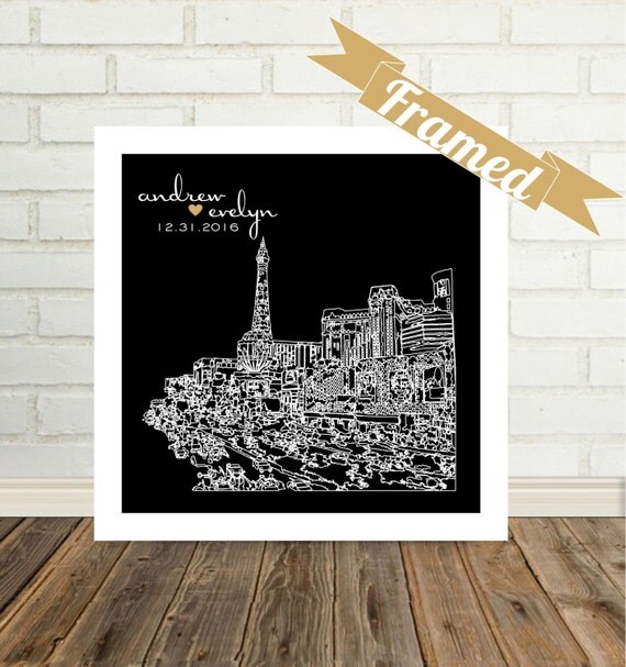 Las Vegas Wedding Gift Las Vegas Skyline Married in Vegas Personalized ...