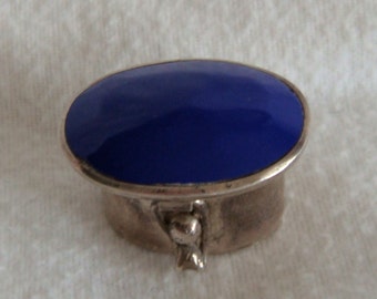 Sterling Silver Lapis Taxco Lidded Pill Box