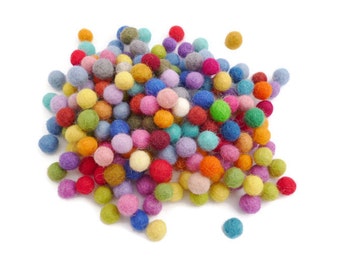 Handmade wool felt balls pom pom small bead arts and crafts craft beads 10mm mix of colours 100%