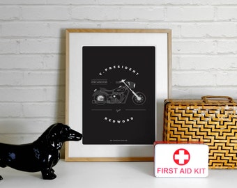 Harley Davidson Sons of Anarchy Poster Print - Jax Teller, A4 Illustration Print,Motorcycle,Motorbike,Illustration,Minimalist, minimal print