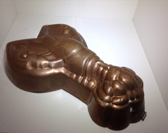 Vintage Copper Tone Lobster Mould Kitchen Mold Jello Mould