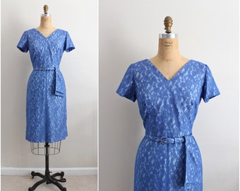 Vintage 1950s Dress / Blue Magic Lace Dress / Cocktail Dress/ 50s Party Dress/ 1950s Dress/ Size S/M