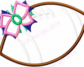 Football-Bow - Applique - Machine Embroidery Design - 9 sizes