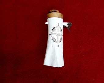 Hand Carved Red Deer Antler Viking Salt Box by feedtheravens