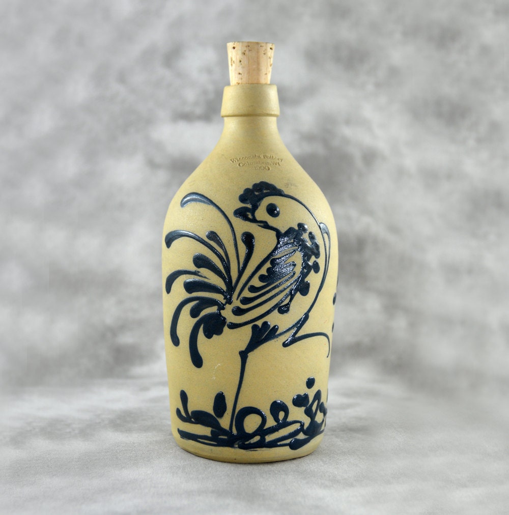 Salt Glazed Wisconsin Pottery Jug with Cork