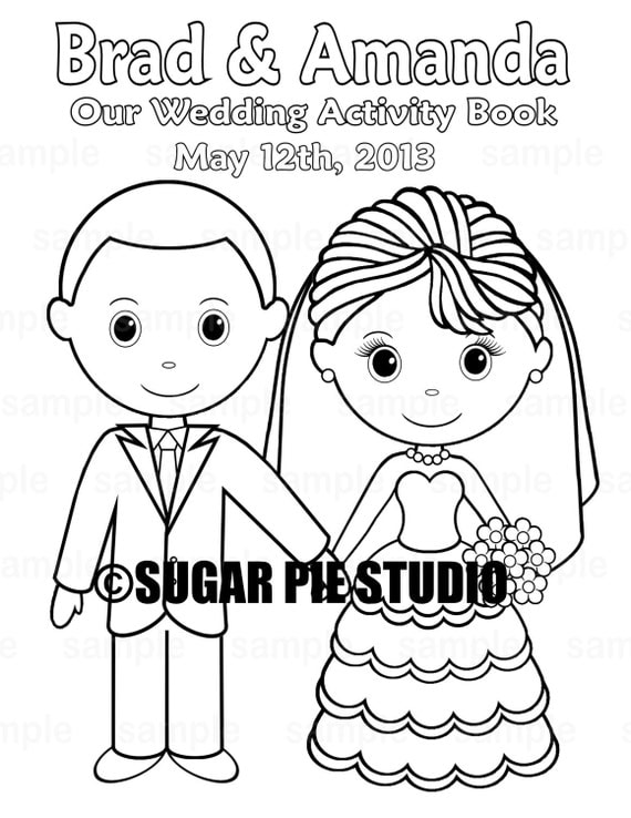Printable Personalized Wedding coloring activity book Favor