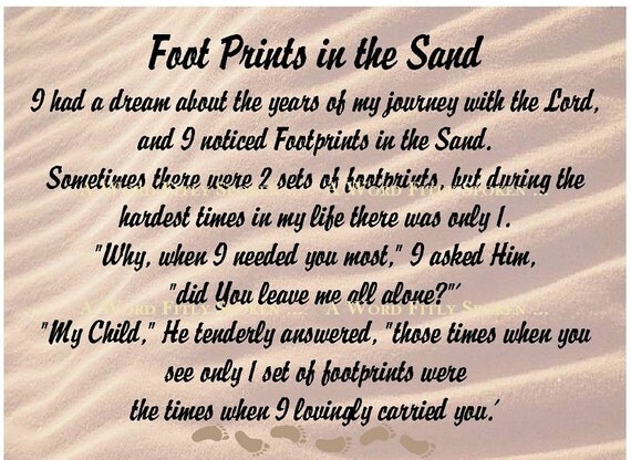 5x7 Footprints Poem Fabric Blocks &amp; Panels Footprints in the