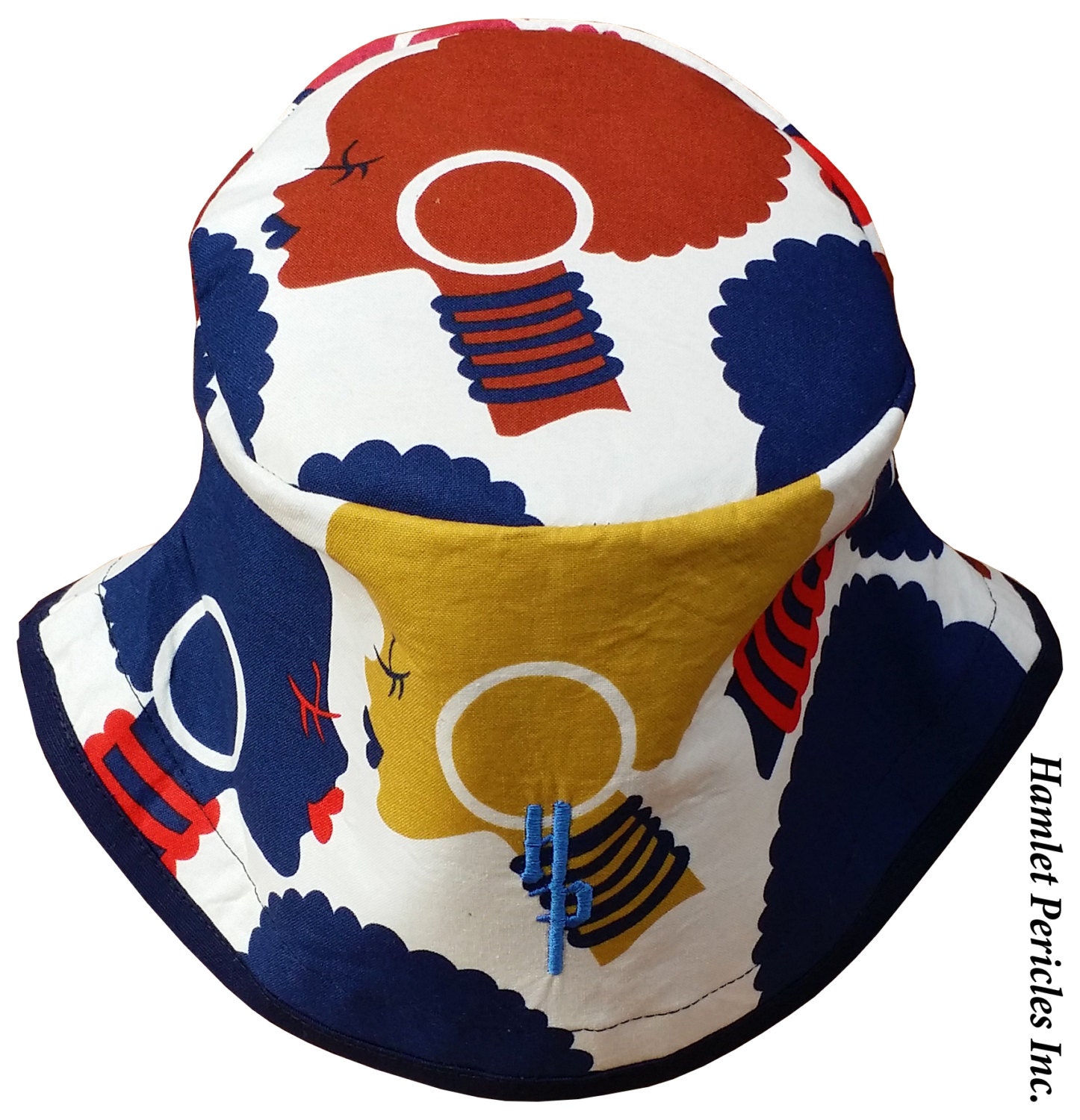 African Queen Blue Brim Bucket Hat Afro Afrocentric Hat