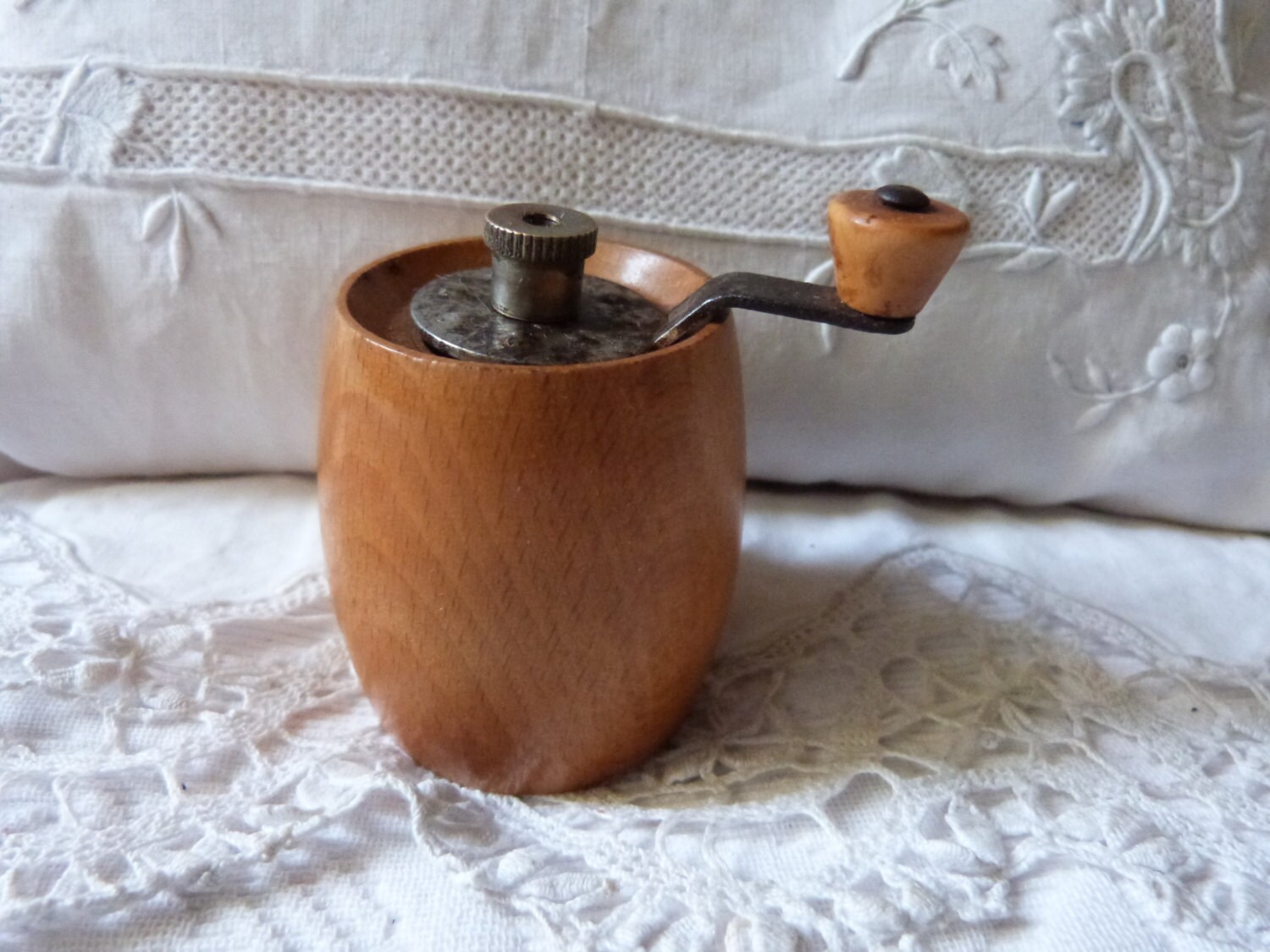 Antique French pepper mill wood wooden pepper mill grinder in