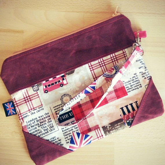British Vintage London Print Patriotic Clutch Purse, Wristlet, Evening bag.