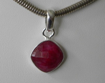 Ruby Pendant Handmade Natural Red Ruby Precious Gemstone Pendant 1 1/4" Sterling Silver Pendant Blood Red Take 20% Off Women's Ruby Jewelry