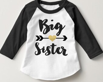 Big Sister Shirt Baby Announcement Shirt Girl Sibling Shirts Baby Announcement Shirt tribal sister shirt Custom Big Sister Raglan Hipster