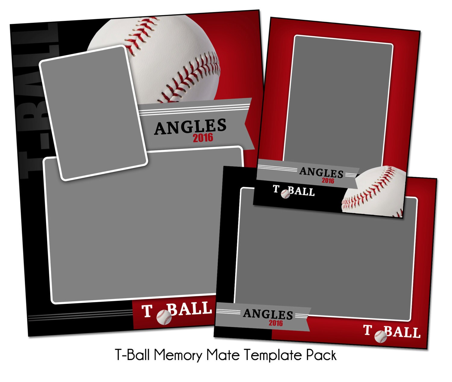 T Ball Pack B Memory Mate Sports Photo Templates Digital How To Make A Memory Mate Template In Photoshop