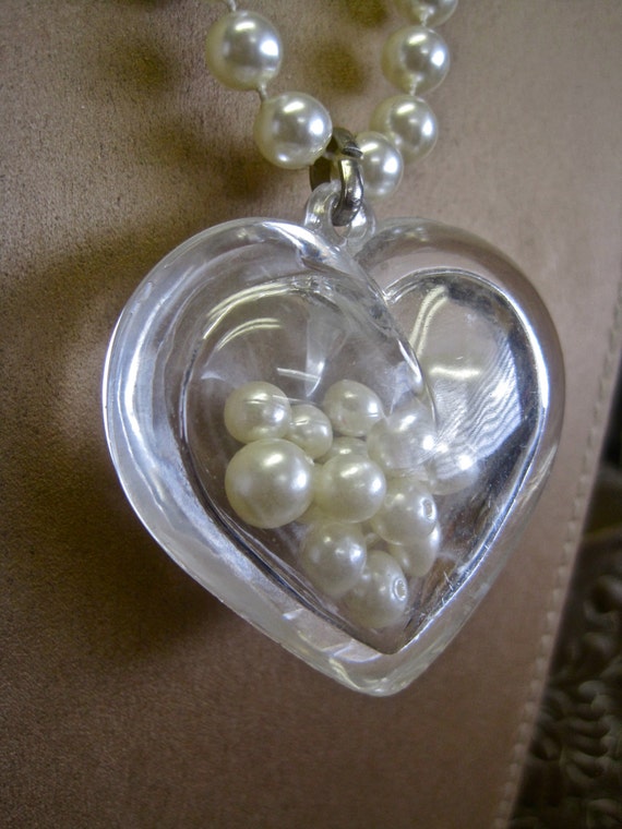 Heart Necklace Clear Acrylic Plastic Pendant by MyWanderingEye