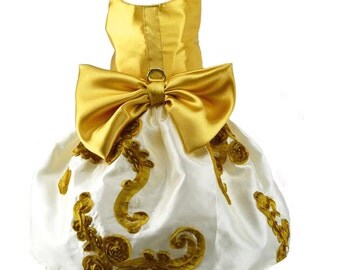 Gold and White Dog Harness Dress
