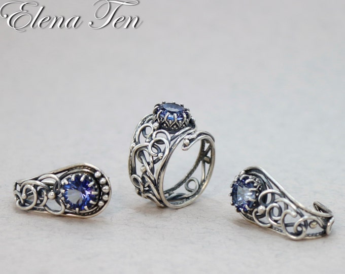 Mystic topaz jewelry , blue earrings , blue rings , mystic topaz ring , mystic topaz earrings , silver 925 , size 8.5 stud earrings Rusteam