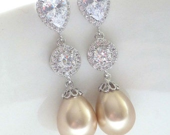 Wedding Bridal Earrings White Teardrop Pearl By Jcbridaljewelry