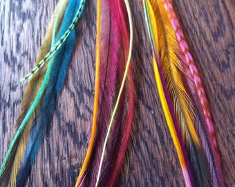 SET of 3 Feather Hair Extensions//Feather Hair Clip//Hair Feathers//Boho Hippie//Party Favours