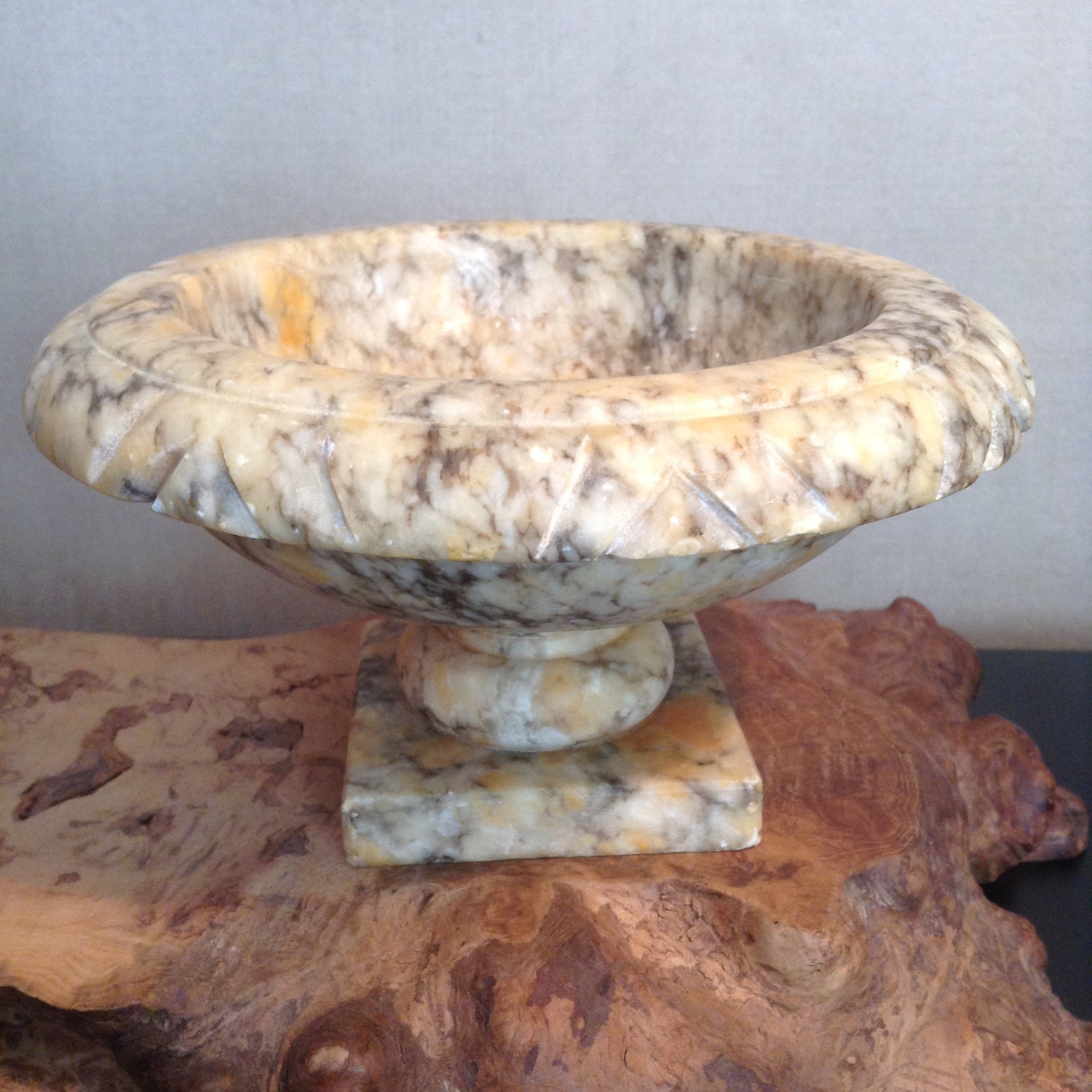 Vintage marble footed bowl marble compote or bowl on pedestal