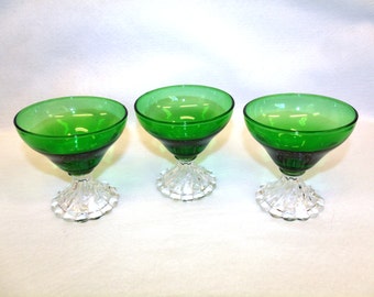 Anchor Hocking Burple Green Sherbets, Set of 3