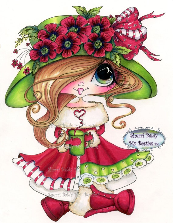 INSTANT DOWNLOAD Digital Digi Stamps Big Eye Big Head Dolls Digi  Img921 Christmas By Sherri Baldy