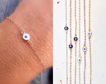 Evil eye bracelet - tiny evil eye bracelet - mini evil eye - protection bracelet - silver eye - gold eye - rose gold evil eye bracelet