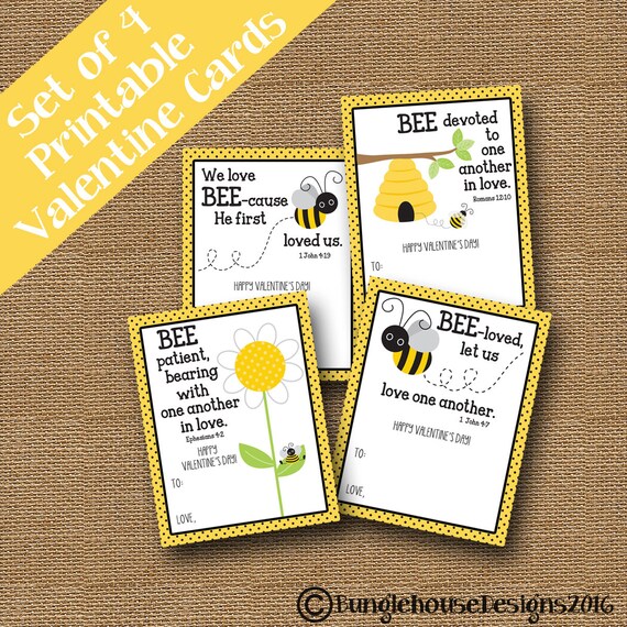 Bumble Bee Valentines Christian Scripture Bible Verse