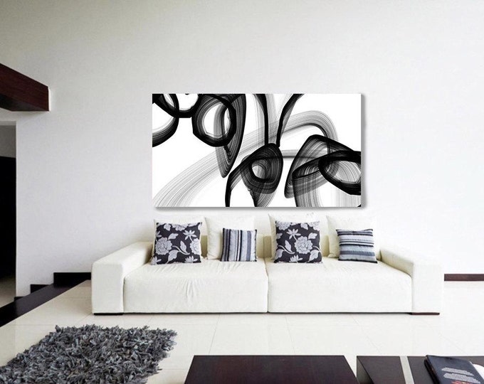 A Secret Code. Abstract Black and White, Unique Abstract Wall Decor, Large Contemporary Canvas Art Print up to 72" by Irena Orlov