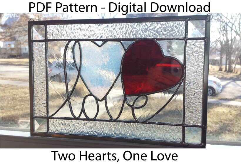 Two Hearts One Love Stained Glass Pdf Pattern 4549